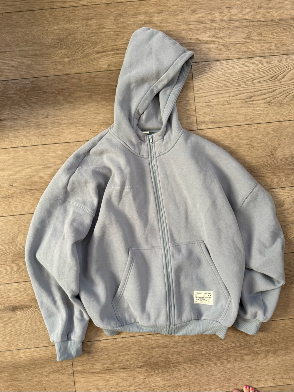 Light Gray Zip-Up Hooded Sweatshirt